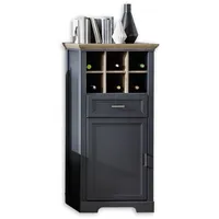 Stella Trading JASMIN Stauraumelement in Artisan Eiche Optik, Graphit - Wohnzimmerschrank mit viel Stauraum im Landhausstil - 66 x 136 x 42 cm (B/H/T)