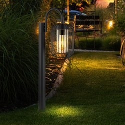 Stehleuchte E27 Garten Weg Beleuchtung Außen Edelstahl Aussenleuchten Garten Standleuchte, Metall Kunststoff, 1x E27 Fassung, LxBxH 30x16x80 cm