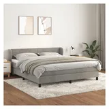 vidaXL Boxspringbett mit Matratze Hellgrau 180x200 cm Samt