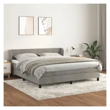 vidaXL Boxspringbett mit Matratze Hellgrau 180x200 cm Samt