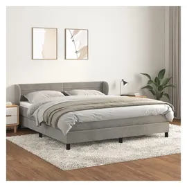 vidaXL Boxspringbett mit Matratze Hellgrau 180x200 cm Samt