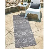 Carpet City In-& Outdoorteppich Santorini 435, 3D-Effekt, Boho-Look", grau Anthrazit B:80cm H:5mm L:250cm, Polypropylen, Teppiche, Teppich, Wetterfest - UV-beständig für Terrasse, Flur,