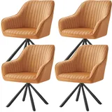 Songmics Esszimmerstuhl Samt karamellbraun/tintenschwarz 4er Set