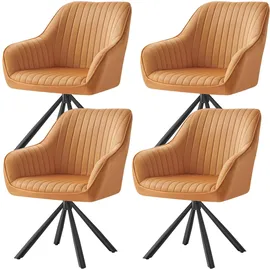 Songmics Esszimmerstuhl Samt karamellbraun/tintenschwarz 4er Set