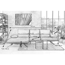 KAWOLA Sofa FENICE Ecksofa Leder Recamiere links burgunderrot
