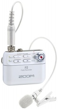 ZOOM F2 Bluetooth 32Bit Audiorecorder Lavalier Mikrofon (weiss)