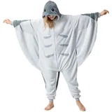corimori Flauschiges Manta Rochen-Kostüm für Erwachsene mit Haarreif | Kostüm Onesie in Grau | Gr.: 150-160 cm