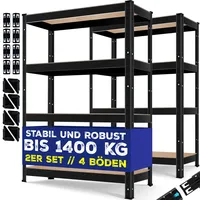 Masko MASKO® 2er-Set Lagerregal Schwerlastregal, Kellerregal bis 875 kg