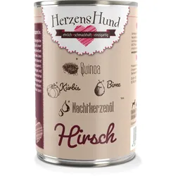 Herzenshund 400 Gramm Hundenassfutter 12 x 400 Gramm Hirsch mit Bio Quinoa