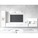 INOSIGN Wohnwand INOSIGN "PARIS, Vitrine Türanschlag links/rechts wechselbar", weiß (weiß matt, weiß hochglanz), B:300cm H:130cm T:33cm, Hartfaserplatte, Kastenmöbel-Sets, Wohnwand, grifflose Design, stehend und hängend montierbar