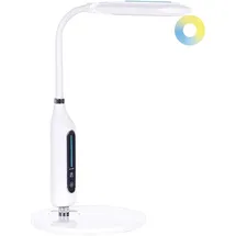 Beliani LED Schreibtischlampe CYGNUS mit Dimmer Metall Weiß