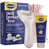 Dr. Scholl's Pedi Perfect Luxe - Elektrische Fußfeile & Ultra-Pflegecreme Pediküre-Set, Entfernt Hornhaut für weiche, glatte Füße, Wasserdicht, Wiederaufladbar mit 90 Minuten Laufzeit, Inkl.