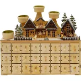Hti-Living Adventskalender Weihnachtsmarkt zum Befüllen mit LED-Beleuchtung