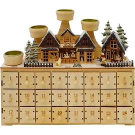 Hti-Living Adventskalender Weihnachtsmarkt zum Befüllen mit LED-Beleuchtung