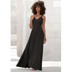 Maxikleid LASCANA, Damen, Gr. 42, N-Gr, schwarz, Web, Obermaterial: 100% Viskose, unifarben, modisch, figurumspielend bodenlang, V-Ausschnitt, ohne Ärmel, Kleider, aus gewebter Viskose, Cut-Out am Rücken, Sommerkleid