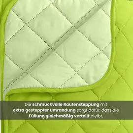 Wometo Microfaser Sommer Steppbett 155x220 grün & hellgrün / OEKO-TEX / kochfest 95° / Leichtsteppbett für heiße Tage / ohne Bezug verwendbar
