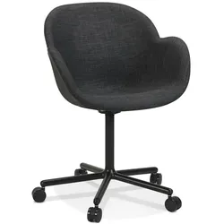 Bürostuhl | Konferenzstuhl mit Rollen Anthrazit | Strukturstoff & Metallgestell | Armlehnen | 360 Grad | Hochwertiger Drehstuhl | Kadima Design