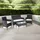 Mendler Poly-Rattan Garten-Garnitur HWC-D82, Sitzgruppe Lounge-Set ~ schwarz mit Kissen creme