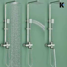 klarwerk LANA Duscharmatur Set mit Regendusche & Handbrause Silber 27271000
