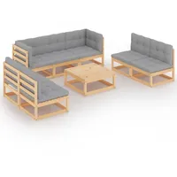 vidaXL 8-tlg. Garten-Lounge-Set mit Kissen Kiefer Massivholz grau