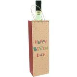 IDENA Geschenktüte für Flaschen Geburstag Motiv 10,0 x 39,0 cm, 1 St.