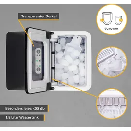 First Austria TZS First Austria Eiswürfelmaschine 1,8L Eiswürfelbereiter, Ice Cube Maker |1,8 L Wassertank LED Bedienpan... | Schwarz