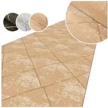 ANRO Küchenläufer AYDI Teppichläufer Premium Läufer Textil, Eckig, Bodenläufer 100x80cm Karo Beige pflegeleicht beige 80 cm x 100 cm