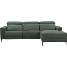 Home Affaire Ecksofa HOME AFFAIRE "LUND, L-Form, 261cm, man. o. elektr. Relaxfunktion (mit USB-A)", grün (dunkelgrün), B:261cm H:97cm T:179cm, Webstoff 100% Polyester, Sofas, Ecksofa, und Kopfteilverstellung