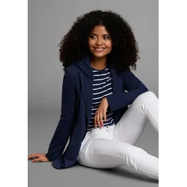 KangaROOS Sweatblazer KANGAROOS, Damen, Gr. 34, blau (marine), Sweatware, Obermaterial: 65% Polyester, 35% Baumwolle. Kapuzenfutter: 100% Baumwolle, unifarben, figurumspielend, Blazer, mit abknöpfbarer Kapuze