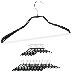 Relaxdays Anzug Kleiderbügel, 30er Set, breite Schulter, rutschfest, gummiert, aus Metall, Kostüm, Jackenbügel, schwarz