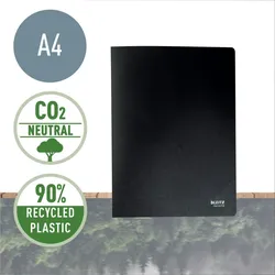 LEITZ Sichtbuch Recycle, A4, schwarz, 40 dokumentenechte Hüllen, oben offen