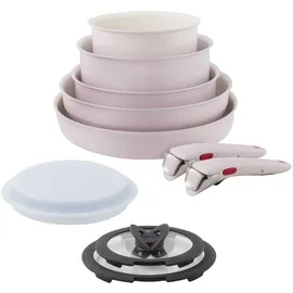 Tefal Ingenio Serenity Kochgeschirr, 11-teilig, Komplett-Edition, Antihaftbeschichtung, Induktion, stapelbar, Pink Clay, L830SB04
