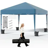 JUMMICO Pavillon 3x3 Wasserdicht Stabil Winterfest Höhe Verstellbar, Faltpavillon Pavillion UV Schutz 50+,Gartenpavillon Faltzelt für Garten, Innenhof, Camping,Gazebo Blau
