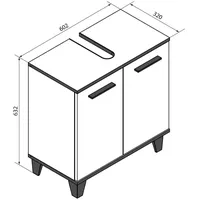 Fackelmann TE-A Waschtischunterschrank 60 cm breit mit Füßen, Weiß