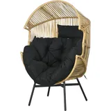 Rattan Gartensessel Korbsessel Mit Dickem Sitzkissen Eiform 120 Kg Belastbar Für Terrasse Garten Sand