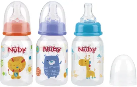 Nûby Babyflasche Mit Standardhals & Anti-Colic Sauger Langsamer Trinkfluss 120ml +0 Monate 1 Stück