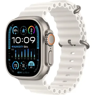GPS + Cellular 49 mm Titangehäuse natur, Ocean Armband weiß One Size