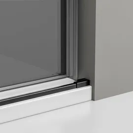 nextrend - gmbh NT806 Nischendusche mit Schiebetür 130 x 200 cm 1300 mm Schwarz matt Nano graues Glas