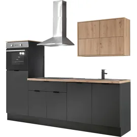 kochstation Küchenzeile KS-Georgia 250 cm schwarz