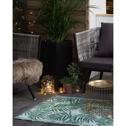 Outdoor Teppich dunkelgrün 90 x 150 cm Palmenmuster zweiseitig Kurzflor KOTA