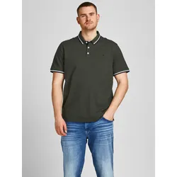 Poloshirt "Paulus Polo", Herren, Gr. 4XL, grün (olivgrün), Piqué, Obermaterial: 100% Baumwolle, JACK & JONES PLUSSIZE, unifarben, normal normal, gerader Abschluss kontrastfarben, Shirts, bis Größe 6XL