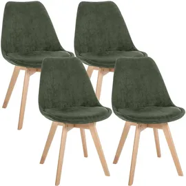 CLP Esszimmerstuhl Linares Cord grün 4er Set