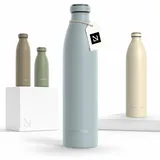 LARS NYSØM Edelstahl Trinkflasche 350ml, 500ml, 750ml, 1L, 1 5 liter | Thermosflasche Kohlensäure geeignet | Auslaufsichere Wasserflasche für Sport, Outdoor, Schule (Sky Blue, 1000ml)