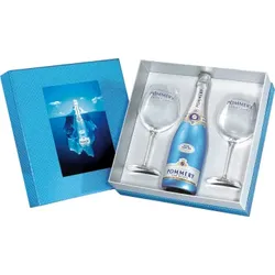 Champagner Pommery - Royal Blue Sky - Geschenkset + 2 Gläser