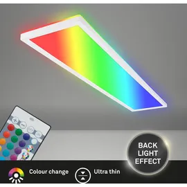 Briloner - LED Deckenlampe 98cm mit indirektem Licht, RGB+W bunte Lichtfarben, Fernbedienung, LED Lampe, LED Deckenleuchte, Wohnzimmerlampe, LED Panel, Küchenlampe, 98x20x3 cm, Weiß