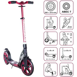 SIX DEGREES Aluminium Scooter 230/215 mm rot EINHEITSGRÖSSE