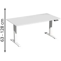 Geramöbel Schreibtisch Elevate Plus, elektrisch höhenverstellbar, HxBxT 630-1.280 x 1.600 x 800 mm, lichtgrau/weiß