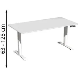 Geramöbel Schreibtisch Elevate Plus, elektrisch höhenverstellbar, HxBxT 630-1.280 x 1.600 x 800 mm, lichtgrau/weiß