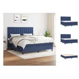 vidaXL Boxspringbett mit Matratze Blau 160x200 cm Stoff