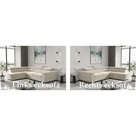 kaiser möbel Ecksofa mit schlaffunktion und bettkasten, Eckcouch ATOM Hellbraun Rechts - Beige